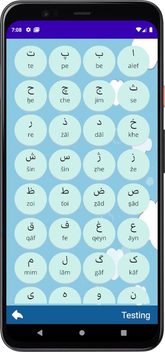 Bütün əlifba bir səhifədə. Fars əlifbası (Dari ləhcəsi)